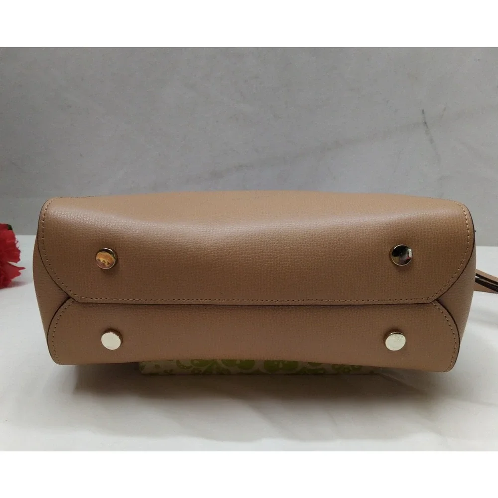 Kate Spade New York Brown Tan Leather Carryall Double Handles Satchel Bag